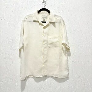 Banana Republic Men's gauzy Irish linen Off-White Button Down Shirt M